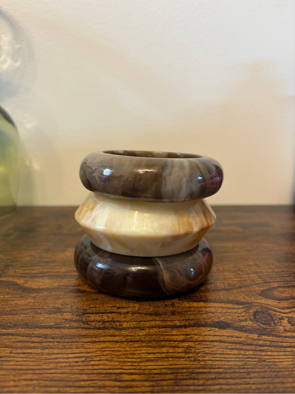 Zara Brown and Cream Resin Bracelet Stack
